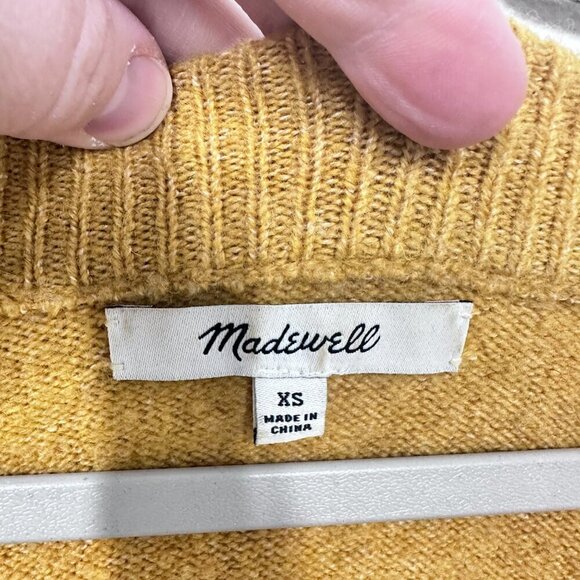 Madewell V-Neck Sweater Coziest Yarn Heather Mustard Saffron Golden Yellow XS - Picture 7 of 7